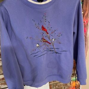 Link Lavender Sweatshirt with Floral Embroidery